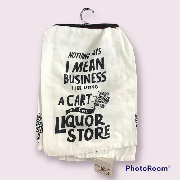 3/$20 Primitives By Kathy NWT White Cotton Black Graphic Dish Towel #101350 - Picture 2 of 9